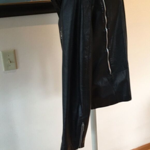 Leather Cafe Racing Jacket Adjustable Johnnie Owens black zippers jacket 38 ML - Picture 4 of 9